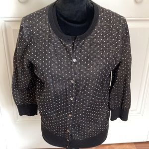 Ann Taylor Brown Dot Cotton Sweater Set